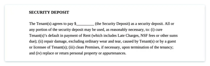 Residential Lease Agreement - Security Deposit