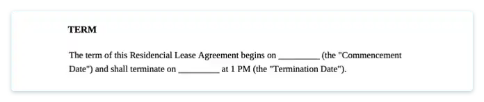Residential Lease Agreement - Term