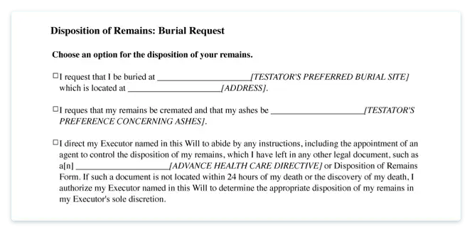Last Will Dispositions of Remains