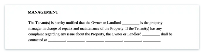 Residential Lease Agreement - Management
