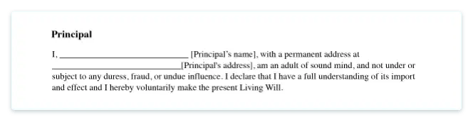 Living Will Principal