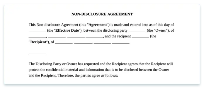 Non-Disclosure Agreement Critical Information