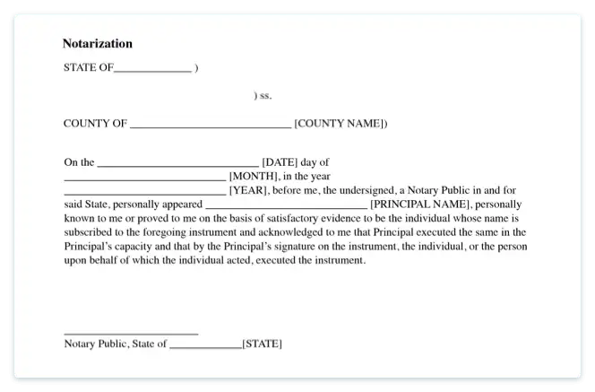 Statement & signature of Notary Public