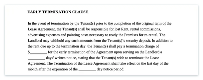 Residential Lease Agreement - Early Termination Clause