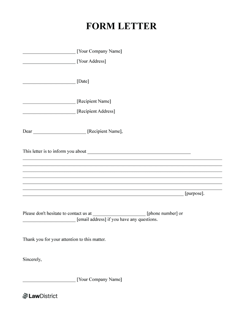Business form letter sample