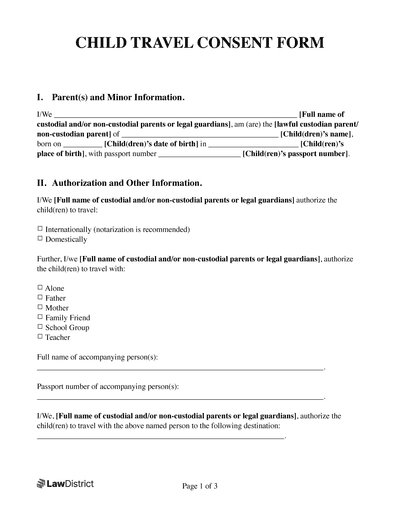 international travel with a minor consent form