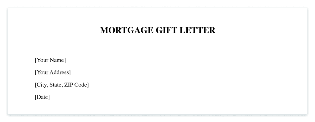 gift letter for mortgage contact details