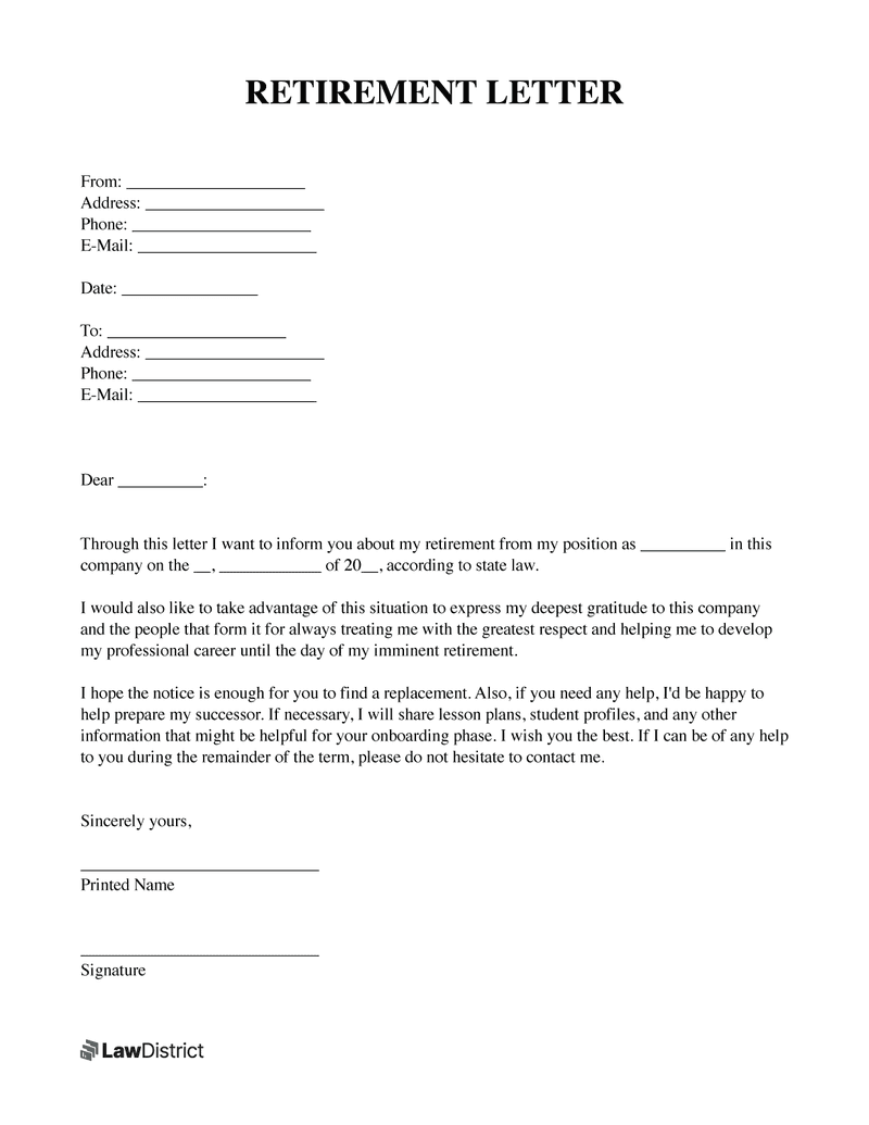 Free Printable Short Notice Resignation Letter Templates [PDF, Word]